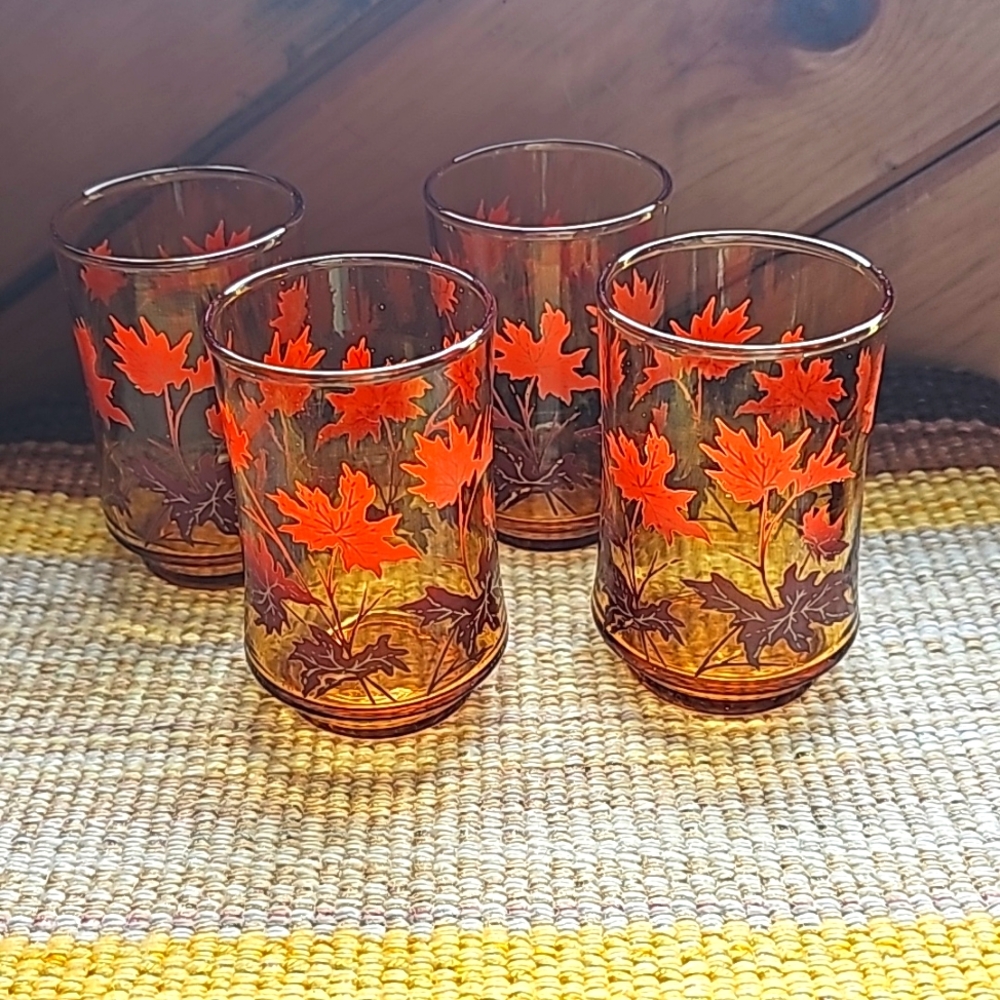 Set of 4 Libbey Autumn Juice Glasses